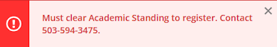 AcademicStandingError Self Service error message: Academic standing