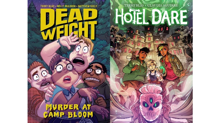 Sample_of_work_by_Terry_Blas Samples of comic art by Terry Blas: Dead Weight Murder at Camp Bloom and Hotel Dare